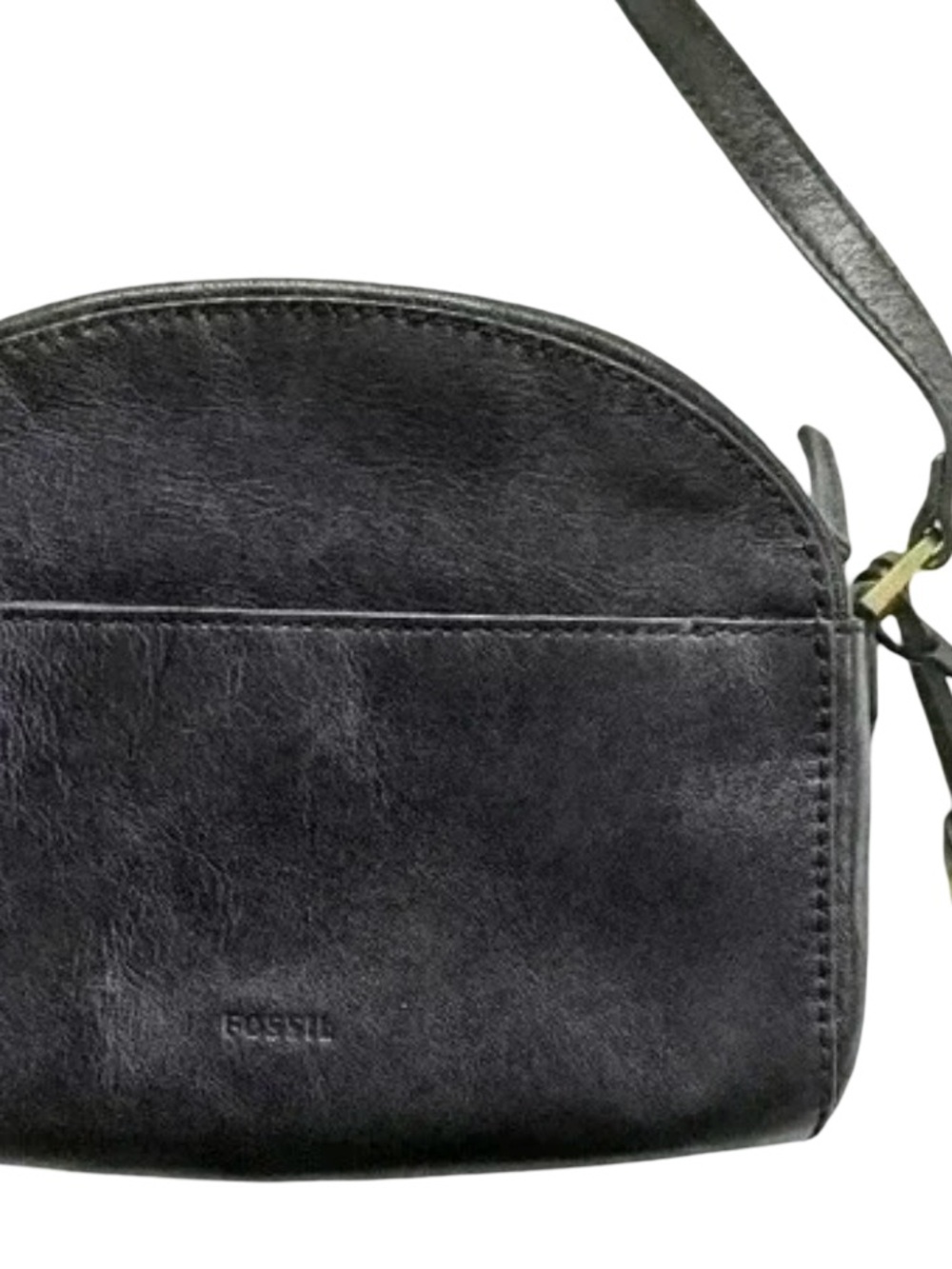 Fossil | Black Leather Half-Moon Crossbody Bag